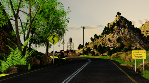 Road Through Mountains Scene preview image